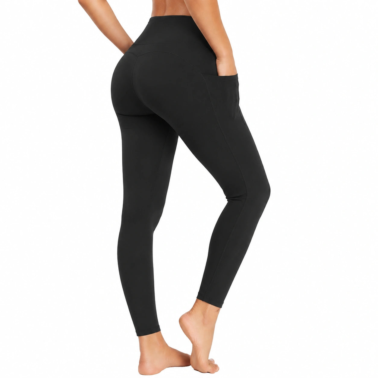 Leggings donna taglia S in tessuto elasticizzato nero a vita alta per fitness