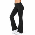 Pantaloni da donna S neri in tessuto elasticizzato a vita alta con gamba svasata