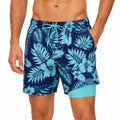 Costume da bagno uomo L in tessuto sintetico blu con stampa floreale e pantaloncino interno