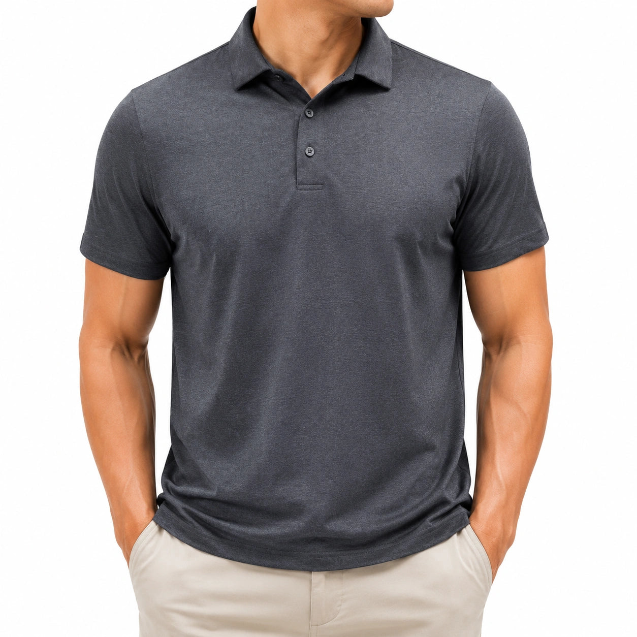 Polo uomo taglia M grigio antracite a maniche corte stile classico