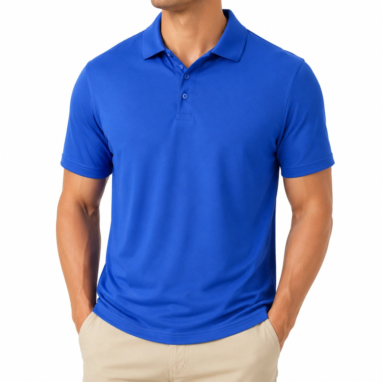 Polo uomo taglia M in tessuto blu a maniche corte stile casual