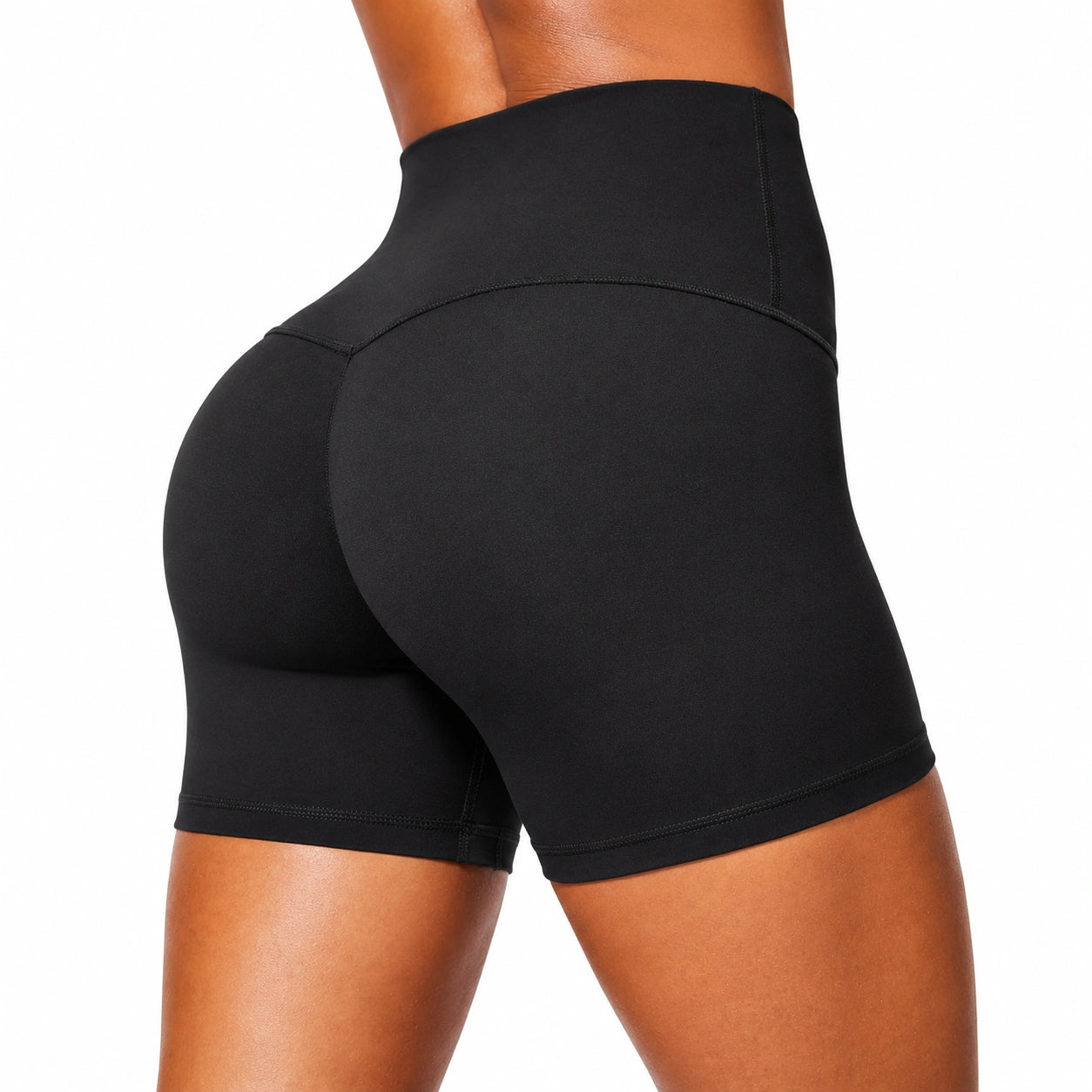Pantaloncini sportivi donna taglia S in tessuto elasticizzato nero a vita alta modellante