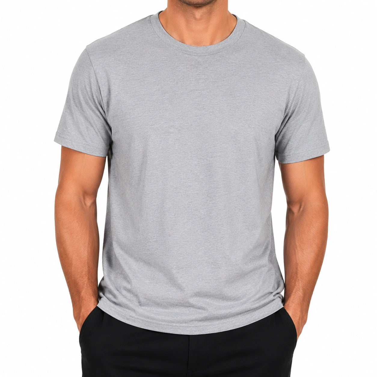 T-shirt da uomo taglia M in tessuto grigio a maniche corte - girocollo tinta unita