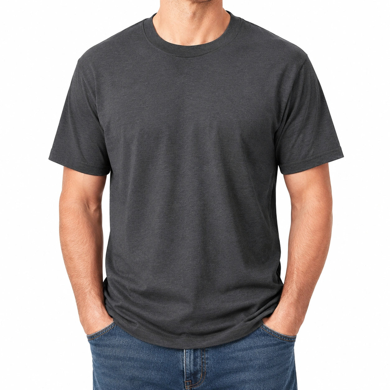 T-shirt uomo taglia M in tessuto grigio antracite - girocollo casual a maniche corte